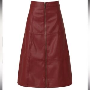Burgundy Vegan Leather Skirt, Size 0